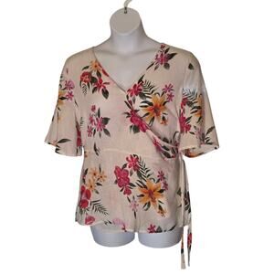 Linen Wrap Blouse 2XL